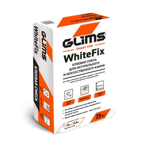 Клеевая смесь для камня Глимс WhiteFix 25 кг
