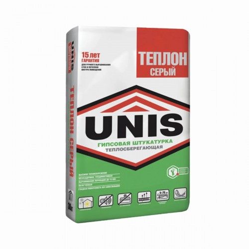Штукатурка гипсовая теплосберегающая Unis (Юнис) Теплон 30 кг серая